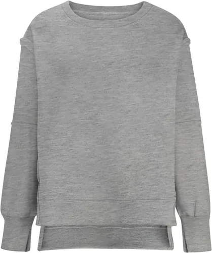 Vista 7 de Ceboyel Sudadera de gran tamaño para mujer 2023, color sólido, cuello redondo, suéter con abertura lateral, cómodo ropa de moda de otoño