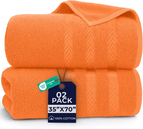 Vista 10 de DAN RIVER Paquete de 2 toallas de baño extra grandes de 35 x 70 pulgadas, toallas de baño grandes para adultos, juego de toallas de gran