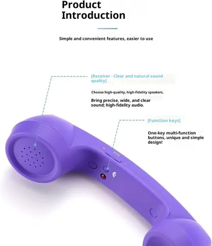 Vista 7 de Teléfono retro con cable, teléfono celular para iPhone, receptor de mango fijo estilo teléfono tipo C con micrófono, botón de respuesta, práctico