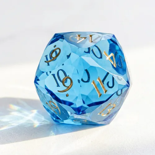 Vista 2 de Dados multifacéticos DND D20 individuales de resina con borde afilado de 20 caras D&D, poliédricos hechos a mano de 0.866 in para Calabozos