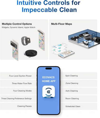 Vista 8 de ECOVACS DEEBOT T30C Aspiradora Robot y Trapeadora, Succión de 20,000Pa, Trapeado de Borde Adaptativo TruEdge, Tecnología ZeroTangle 2.0, Lavado