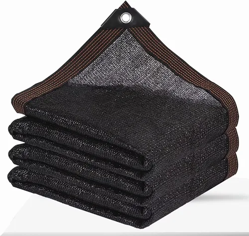 Vista 8 de Malla de sombra con ojales para jardín, para exteriores, pérgola, patio, plantas, invernadero y gallinero, tasa de sombreado negro del 70%-90%