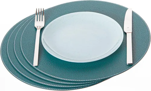 Vista 13 de Nikalaz Nikalaz - Juego de 4 manteles individuales redondos de cuero reciclado de 15 pulgadas, decoración de mesa de comedor y cocina (negro)