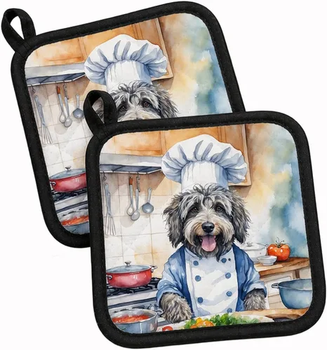 Vista 170 de Caroline's Treasures Coton de Tulear El Chef Par de Agarraderas de Ollas de Cocina Resistentes al Calor Juegos de Agarraderas de Ollas Almohadillas