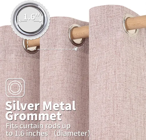 Vista 131 de BGment Cortinas de Lino Beige de 63 Pulgadas de Largo 2 Paneles - Tratamientos para Ventanas con Textura de Arpillera Filtrantes de Luz Cortinas B