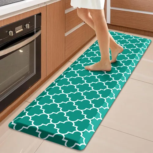Vista 53 de WISELIFE Tapete de cocina acolchado antifatiga, 17.3 x 28 pulgadas, antideslizante, resistente, de PVC, ergonómico, impermeable, cómodo