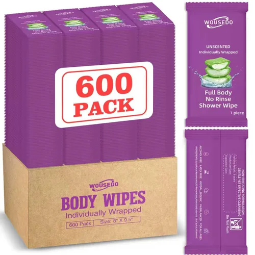 Vista 11 de Paquete de 300 toallitas corporales envueltas individualmente (8 x 9.5 pulgadas), toallitas de ducha sin enjuague para adultos, viajes, gimnasio