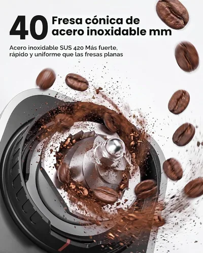 Vista 3 de AAOBOSI Espresso Coffee Grinder, Anti-Static, 45 Grind Settings,40s Timer