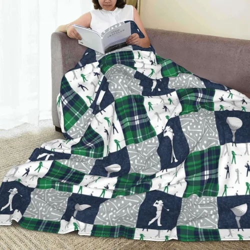 Vista 7 de Manta de golf de forro polar suave, ultra cálida, manta de franela de felpa para cama, viajes, sofá, oficina, hogar, regalos ligeros para mujeres