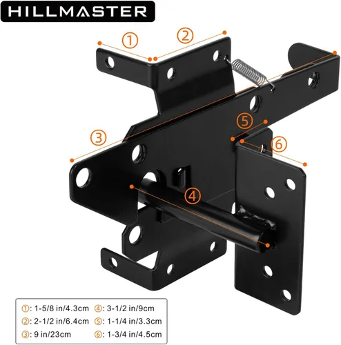 Vista 4 de HILLMASTER Pestillo de puerta de alta resistencia autobloqueante para valla de madera, cerradura de puerta automática de gravedad de montaje