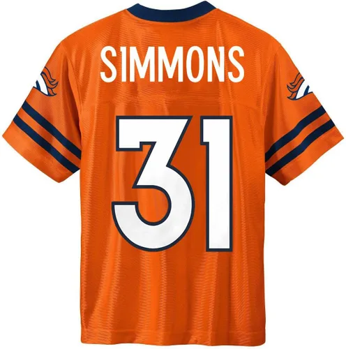 Vista 3 de Justin Simmons Denver Broncos #31 - Camiseta de color naranja para niños pequeños