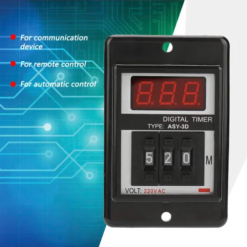 Vista 3 de Relé de retardo de tiempo, módulo controlador de retardo de temporizador AC 220V 0-199 minutos 8 pines ASY-3D en relé temporizador Pantalla digital