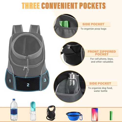 Vista 4 de YUDODO Mochila transportadora frontal para perro, ajustable y transpirable, transportadora para mascotas para perros pequeños, gatos, mochila