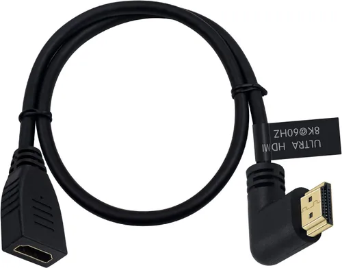 Vista 9 de Poyiccot Cable de extensión HDMI 8K de 2 pies, 48 Gbps 90 grados de ángulo descendente macho a hembra HDMI 2.1 Cable compatible con alta velocidad