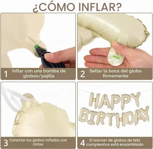 Vista 3 de WESTGO - Letrero de globos de cumpleaños de 16 pulgadas con letras de papel de aluminio color beige