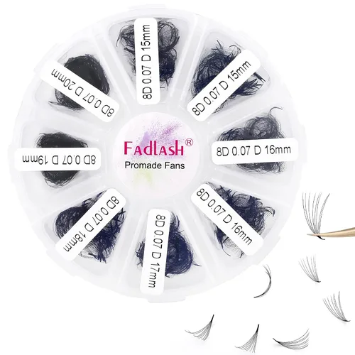 Vista 11 de Extensiones de pestañas de volumen Premade Fans Extensiones de pestañas 10D C/D rizadas