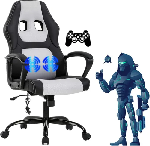 Vista 10 de Silla para videojuegos, silla de oficina de masaje, sillas ergonómicas de videojuegos, silla de computadora reclinable ajustable con soporte lumbar