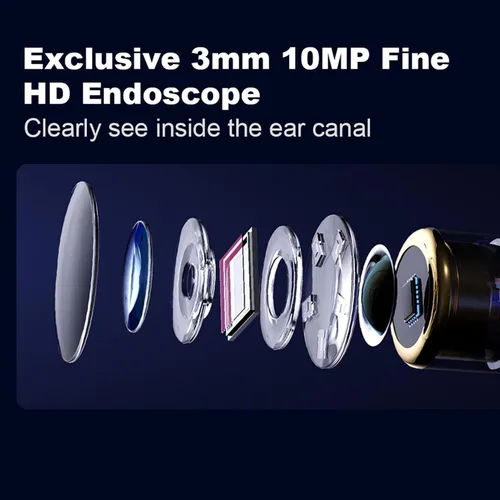 Vista 2 de Limpiador inteligente de oídos visible, eliminación de cera de oídos, herramienta de eliminación de cera de oídos, 10MP HD 360 grados gran angular