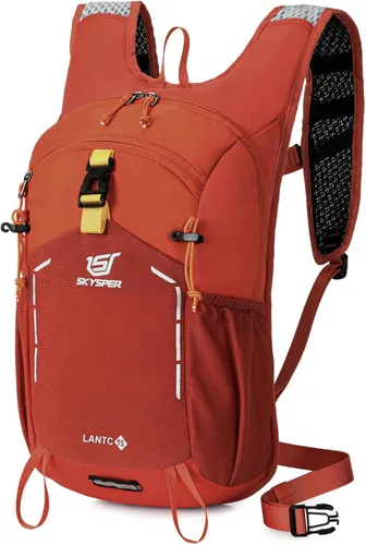 Vista 11 de SKYSPER Mochila de senderismo pequeña – Mochila de viaje de 15 L, ligera, resistente al agua, mochilas de senderismo para mujeres y hombres, Negro