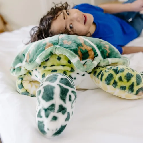 Vista 7 de Melissa & Doug Tortuga de mar gigante, animal de peluche realista (casi 3 pies de largo)