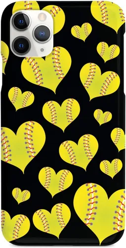 Vista 8 de Inspired Cases - Compatible con iPhone Xs Max - Funda protectora con textura 3D para Apple iPhone Xs Max - Patrón de corazón de sóftbol