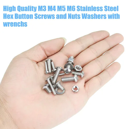 Vista 5 de DYWISHKEY 520 piezas M3 M4 M5 M6, 304 tornillos de cabeza hexagonal de acero inoxidable 304, tornillos, tuercas, arandelas, kit surtido con llaves