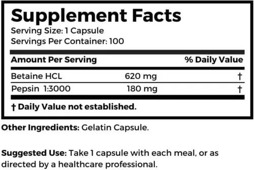 Vista 7 de Dr. Clark - Suplemento de betaína HCL con pepsina, 800 mg, 100 cápsulas de gelatina