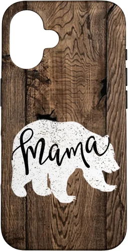 Vista 32 de Woodgrain Rustic Farmhouse Shiplap Brown Wooden Mama Bear Case for iPhone 17