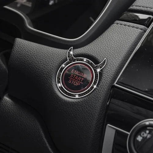 Vista 4 de WINKA Bling Cubierta del Botón de Arranque del Motor del Coche Universal Push Start Stop Trim Anillo de Encendido Tapa Decoraciones 2 piezas