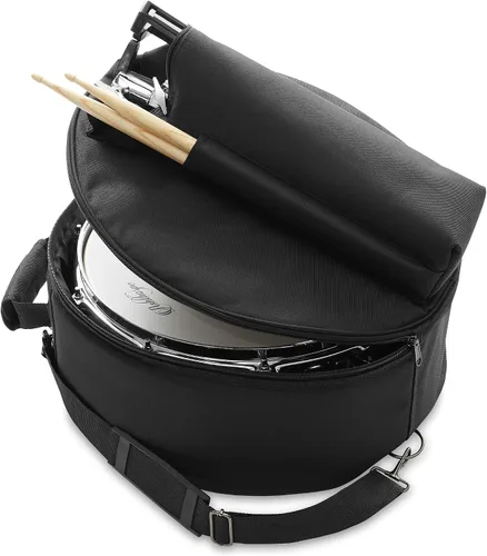 Vista 6 de Set de batería Ashthorpe con parche Remo (negro) - Kit para principiantes con soporte, bolsa acolchada, almohadilla de práctica, correa