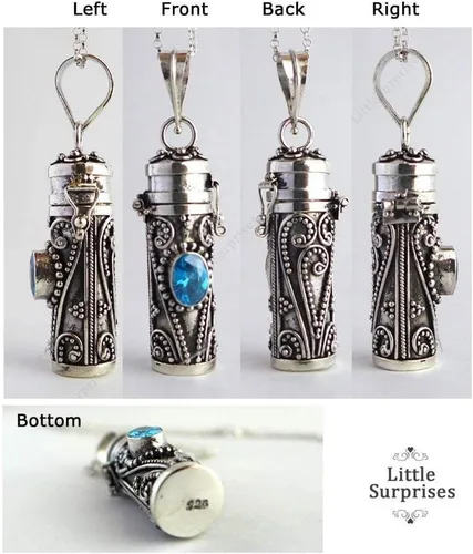 Vista 5 de Bali hecho a mano de plata esterlina tubo Locket colgante 20" collar JP92