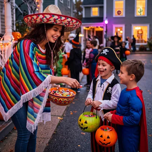 Vista 3 de Unittype 6 Pcs Mexican Costume Set Men Women Sombrero Hat