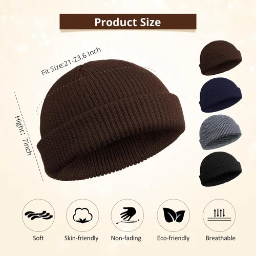Vista 2 de SATINIOR Gorro de pescador con borde enrollable, gorro de pescador para mujeres y hombres