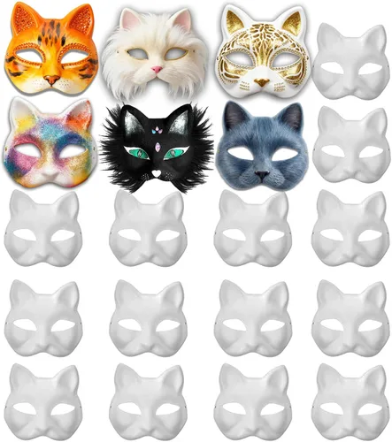 Vista 10 de 14 PCS DIY White Masks Paper Half Face Masquerade Masks Craft Mardi Gras Mask Paintable Blank Halloween Party Mask