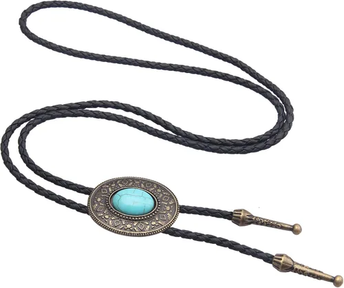 Vista 99 de Jeilwiy Corbata de bolo para hombre, corbata de vaquero occidental, collar de corbata de bolo dorado, corbata de cuero, corbata de Halloween