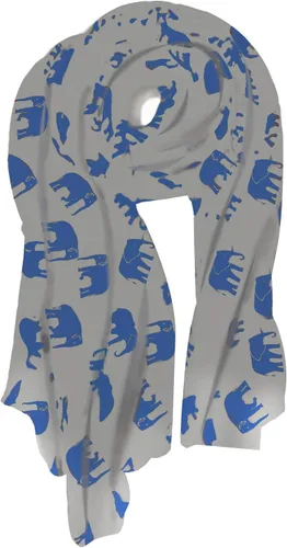 Vista 9 de V28 Hermosa bufanda larga y suave con estampado de elefante azul - grande