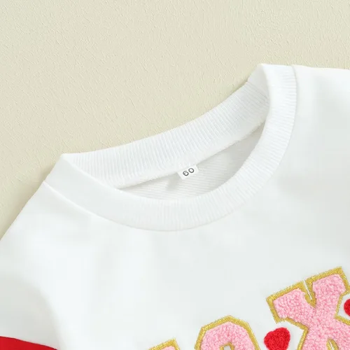 Vista 100 de SOLILOQUY Traje de manga larga con cuello redondo para el primer día de San Valentín para bebé niño y niña, mameluco de corazón de amor