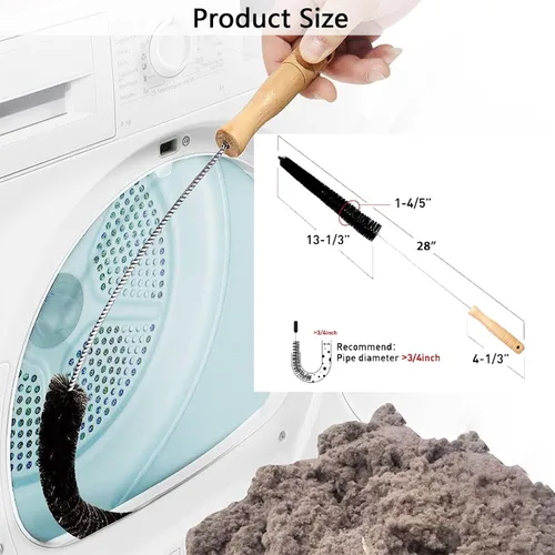 Vista 6 de Kit de limpiador de ventilación de secadora de 2 piezas, accesorio para aspiradora de pelusa de secadora con cepillo, accesorio de manguera de vacío