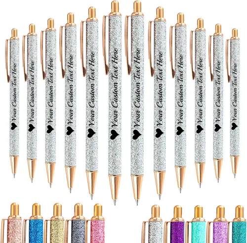 Vista 60 de Hasta 100 bolígrafos personalizados a granel con nombre, bolígrafo con purpurina personalizable, logotipo de negocios, mensaje de texto, regalo