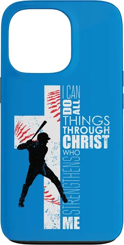 Vista 10 de Blue Christian Baseball Gifts Teen Boys Cross Bible Phone Case para iPhone 17