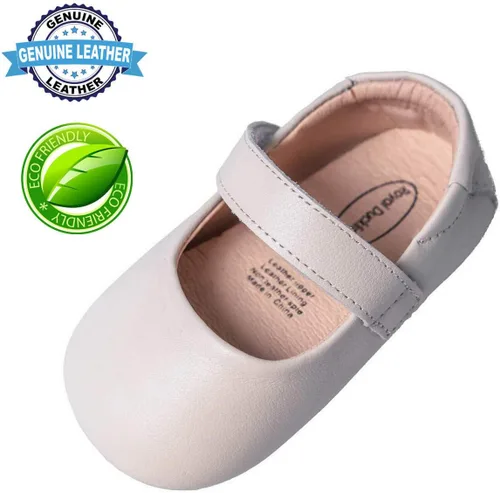 Vista 3 de Zapatos de bebé de cuero genuino para niñas y niños pequeños Mary Jane Zapatos de caminar Prewalker princesa vestido de boda zapatos zapatos