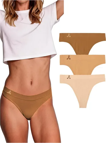 Vista 24 de Balanced Tech Ropa interior que absorbe la humedad para mujer, tangas de entrenamiento sin costuras, de secado rápido, tangas de viaje Paquete de 6