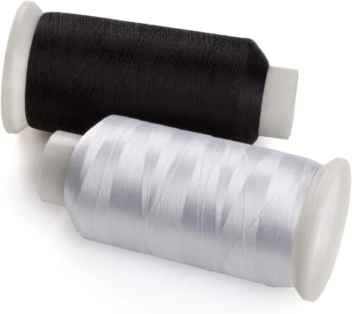 Vista 5 de Simthread 2 bobinas enormes hilo de bobina 60WT blanco y negro 5500 yardas 1 blanco 1 negro