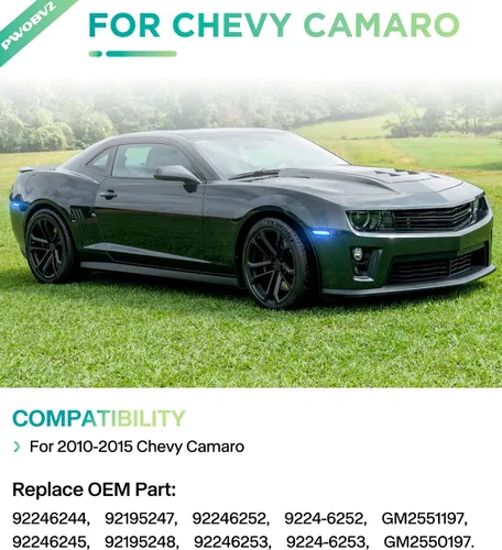 Vista 5 de Luz de Marcador Lateral Azul Compatible para 5ta Generación Chevy Camaro 2010 2011 2012 2013 2014 2015, Luces de Parachoques Delanteras y Traseras