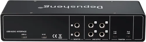 Vista 8 de Depusheng Interfaz de audio USB con controladores ASIO, 24 bits 192 Khz, alimentación fantasma +48 V, baja latencia para grabación de estudio
