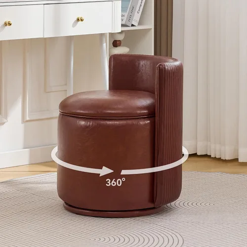 Vista 16 de WUTUTUEE Silla grande de terciopelo con almacenamiento, silla de maquillaje giratoria de 360° con respaldo ondulado, taburete pequeño sin montaje