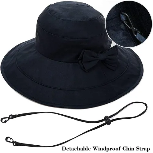 Vista 4 de Comhats Sombrero de verano plegable de algodón para mujer, protección UV, ala ancha, jardinería, viajes, 21.3-25.2 in