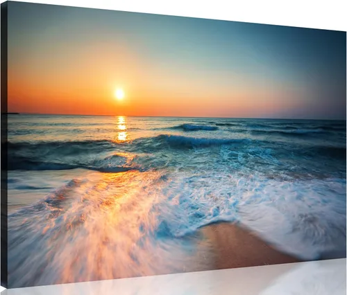 Vista 59 de TutuBeer 3 paneles de fotos de playa, arte de pared, diseño de mar azul, playa blanca al amanecer, imágenes impresas en lienzo, imágenes del océano
