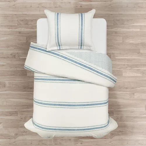 Vista 2 de Lush Decor Funda de Edredón Reversible de Algodón a Rayas Estilo Granja Twin XL Juego de 2 Piezas Azul - Juego de Ropa de Cama Twin XL - Funda