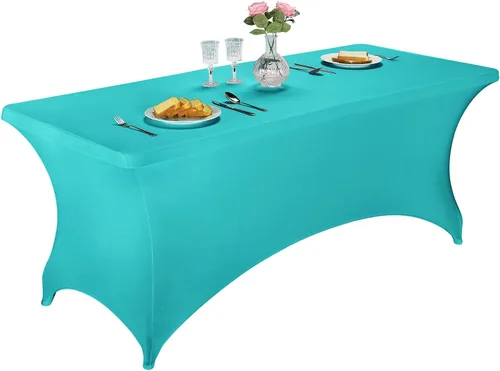Vista 34 de LZY Cubierta de Mesa Elástica Ajustable de Spandex para Mesa Plegable de 6 pies, 4 pies o 8 pies, Mantel de Cóctel Rectangular, Perfecto para Champn